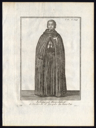 Antique Religious Print-HOSPITALLER-ORDER-SAINT JACQUES DU HAUT PAS-Helyot-1792
