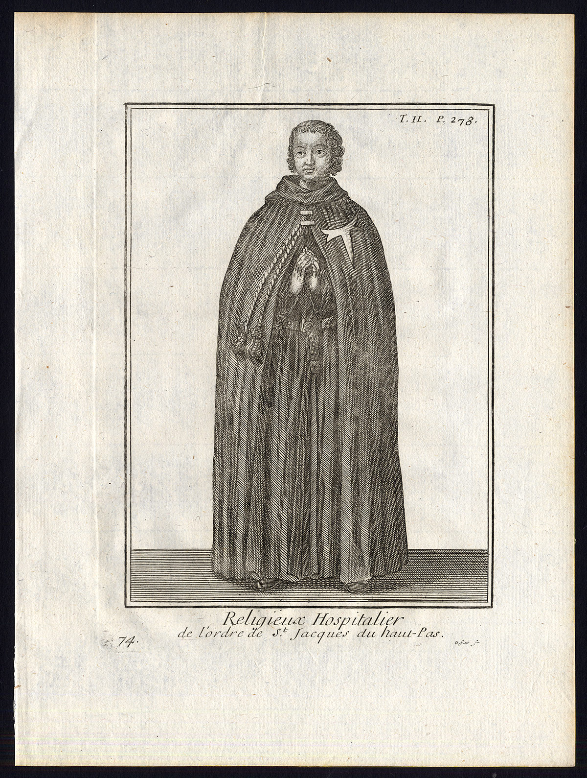 , Antique Religious Print-HOSPITALLER-ORDER-SAINT JACQUES DU HAUT PAS-Helyot-1792, Pictura Antique Prints