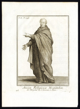 Antique Religious Print-SAINT GERVAIS-HOSPITAL-PARIS-PRIEST-FRANCE-Helyot-1792