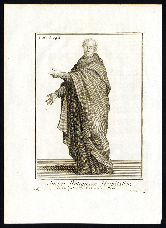 , Antique Religious Print-SAINT GERVAIS-HOSPITAL-PARIS-PRIEST-FRANCE-Helyot-1792, Pictura Antique Prints