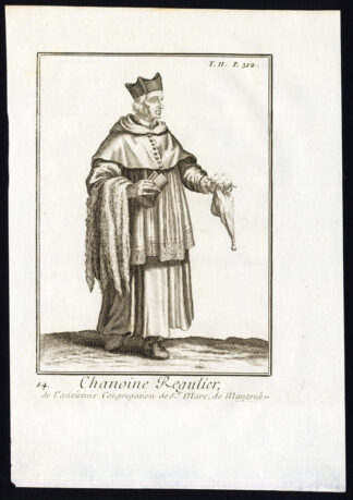 Antique Religious Print-CANON REGULAR-SAINT MARC OF MANTUA-ITALY-Helyot-1792
