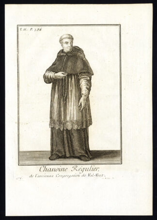 Antique Religious Prints-CANON REGULAR-PRIEST-CONGREGATION-VAL VERT-Helyot-1792
