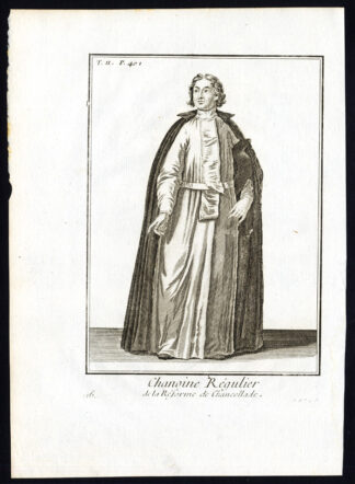 Antique Religious Print-CANON REGULAR-CHANCELADE-FRANCE-PRIEST-Helyot-1792