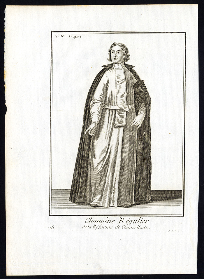 , Antique Religious Print-CANON REGULAR-CHANCELADE-FRANCE-PRIEST-Helyot-1792, Pictura Antique Prints