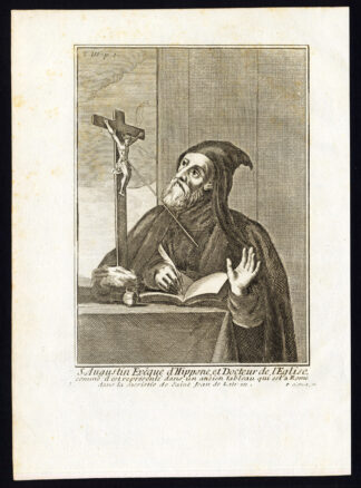 23 Antique Religious Prints-SAINT AUGUSTINE OF HIPPO-ORDER-HERMITS-Helyot-1792
