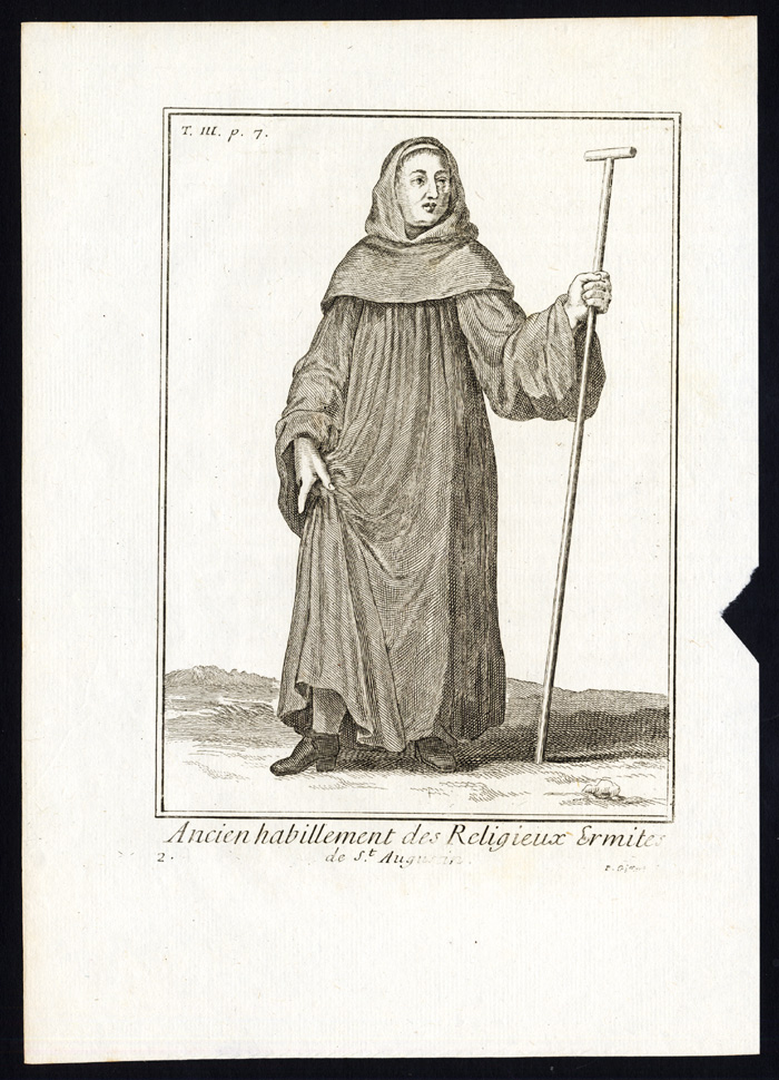 , 23 Antique Religious Prints-SAINT AUGUSTINE OF HIPPO-ORDER-HERMITS-Helyot-1792, Pictura Antique Prints