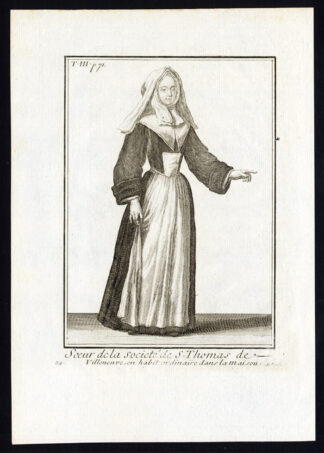 2 Antique Religious Prints-ORDER-ST AUGUSTINE-ST THOMAS OF VILLANOVA-Helyot-1792