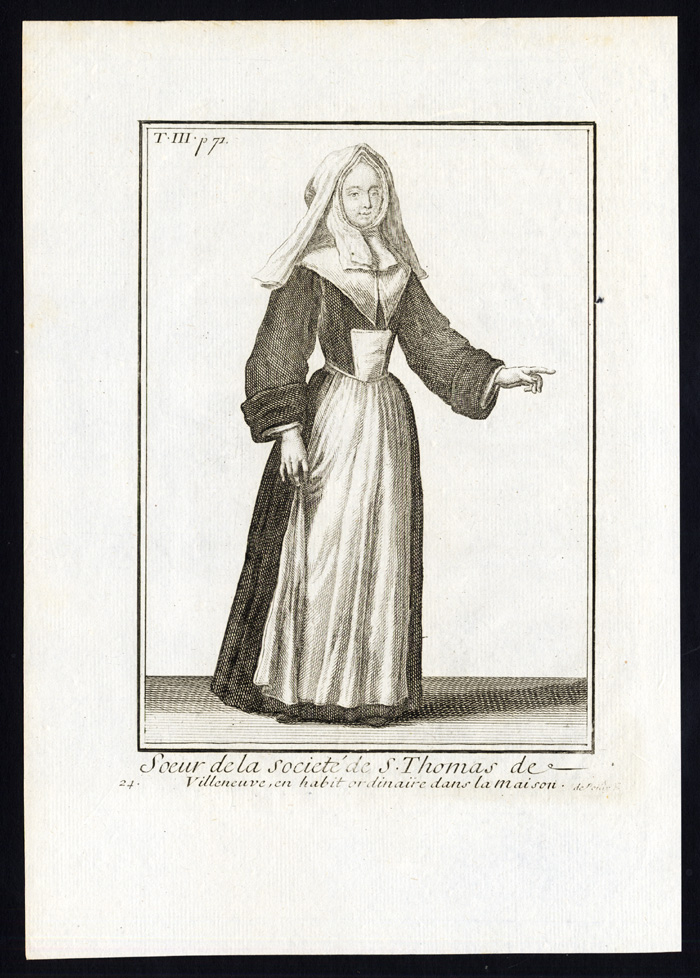 , 2 Antique Religious Prints-ORDER-ST AUGUSTINE-ST THOMAS OF VILLANOVA-Helyot-1792, Pictura Antique Prints