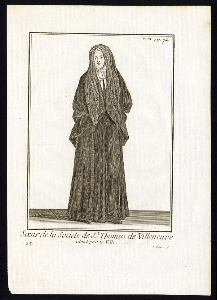 , 2 Antique Religious Prints-ORDER-ST AUGUSTINE-ST THOMAS OF VILLANOVA-Helyot-1792, Pictura Antique Prints