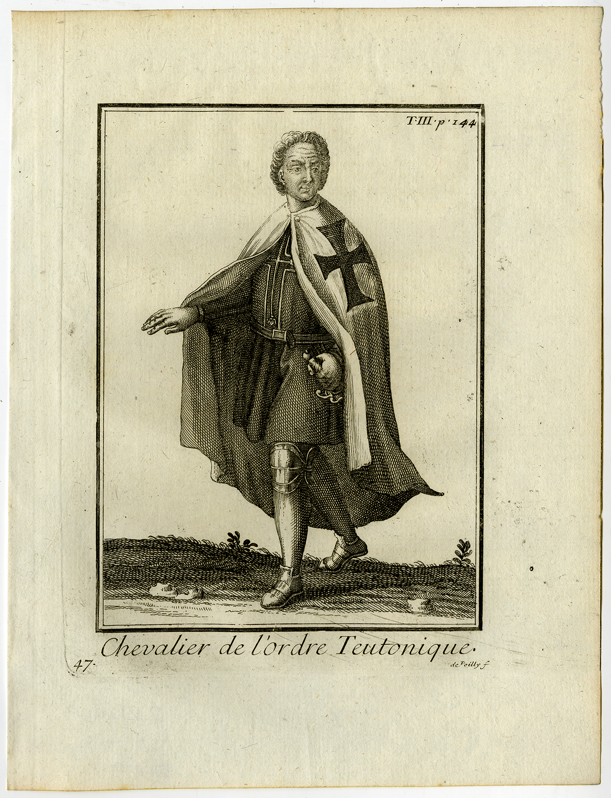 Bb13305 2 416x543 3 Antique Religious Prints-TEUTONIC ORDER-KNIGHT-JERUSALEM-CRUSADES-Helyot-1792 - Image 2