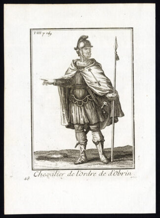 Antique Religious Print-KNIGHT OF THE ORDER OF OBRIN-CHEVALIER-Helyot-1792