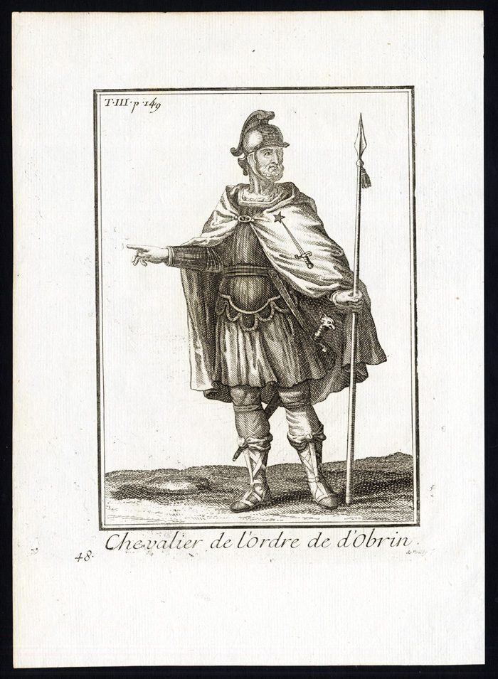 , Antique Religious Print-KNIGHT OF THE ORDER OF OBRIN-CHEVALIER-Helyot-1792, Pictura Antique Prints