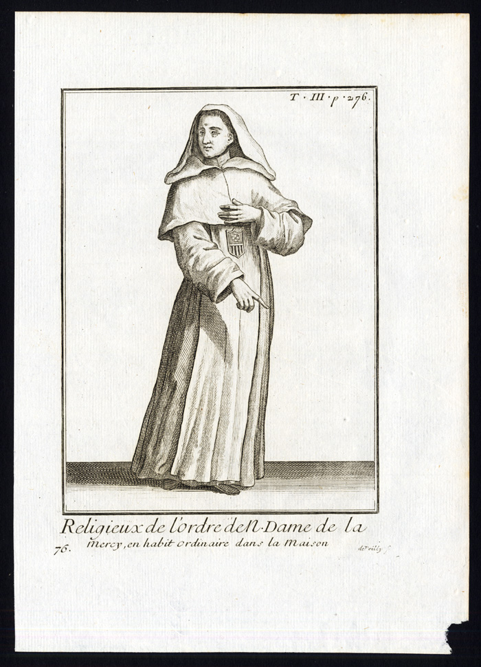 Bb13731 416x577 6 Antique Religious Prints-KNIGHT-ORDER OF THE BLESSED VIRGIN MARY-Helyot-1792 - Image 2