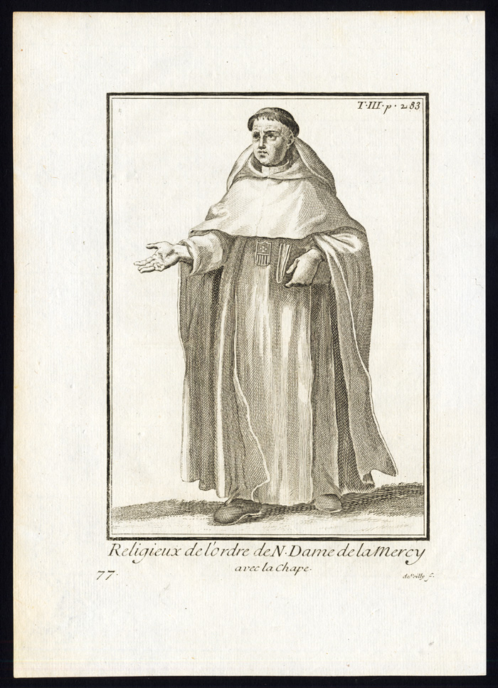 Bb13732 416x575 6 Antique Religious Prints-KNIGHT-ORDER OF THE BLESSED VIRGIN MARY-Helyot-1792 - Image 3