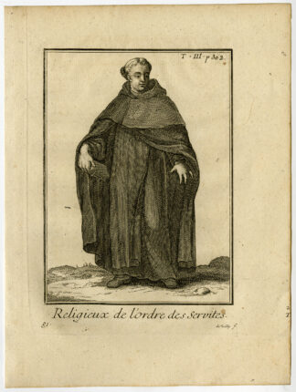 6 Antique Religious Prints-SERVITE ORDER-MENDICANTS-CATHOLICS-FRIAR-Helyot-1792