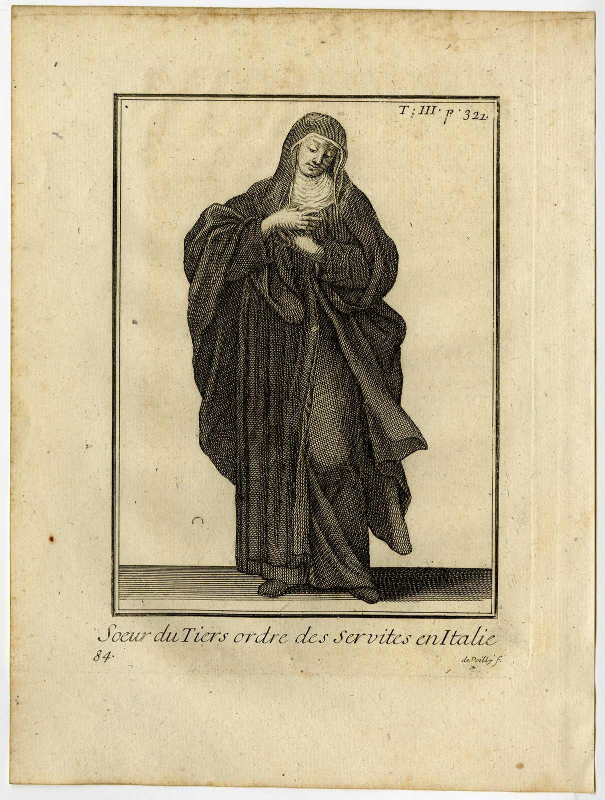 , 6 Antique Religious Prints-SERVITE ORDER-MENDICANTS-CATHOLICS-FRIAR-Helyot-1792, Pictura Antique Prints
