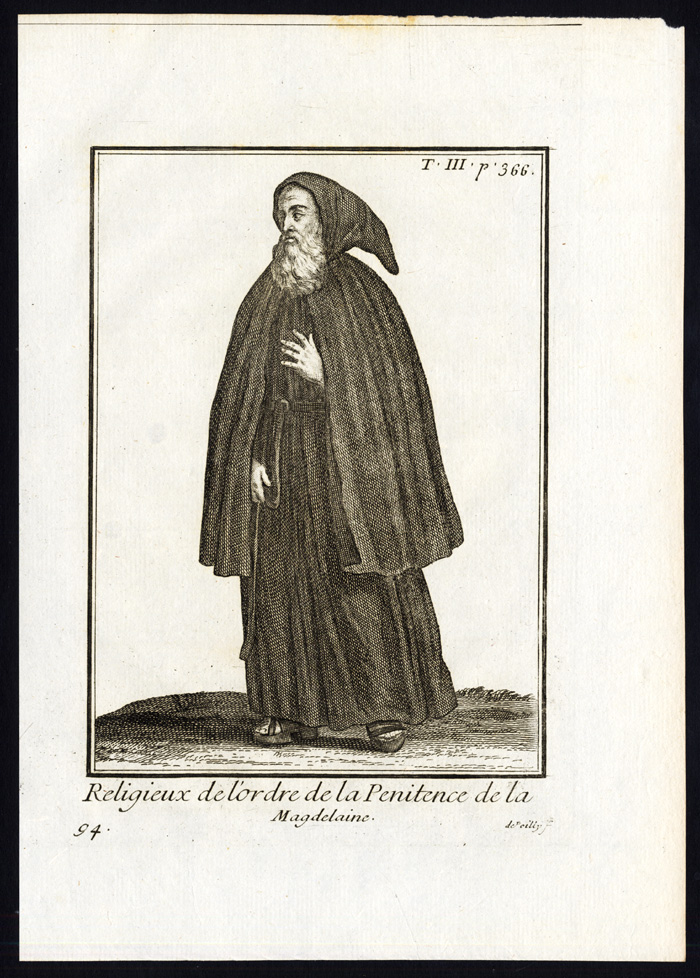 , 4 Antique Religious Prints-ORDRE DE LA PENITENCE DE MADELEINE-Helyot-1792, Pictura Antique Prints
