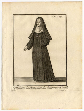 Antique Religious Print-MONASTERY OF THE CONVERTED-SEVILLE-SPAIN-Helyot-1792