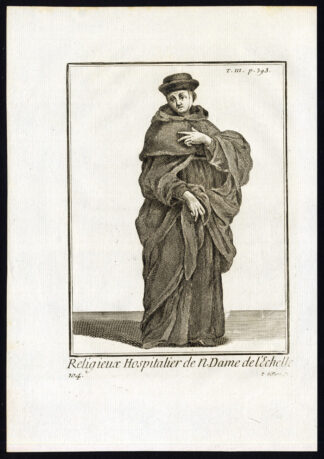 2 Antique Religious Prints-HOSPITALLER-OUR LADY-NOTRE DAME-Helyot-1792