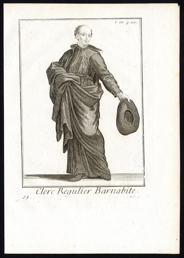 , Antique Religious Print-ORDER-BARNABITES-CLERK REGULAR-PRIEST-Helyot-1792, Pictura Antique Prints