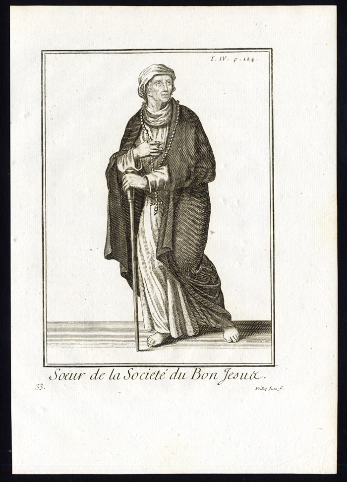 , 2 Antique Religious Prints-CATHOLIC ORDER-SOCIETY OF THE GOOD JESUS-Helyot-1792, Pictura Antique Prints