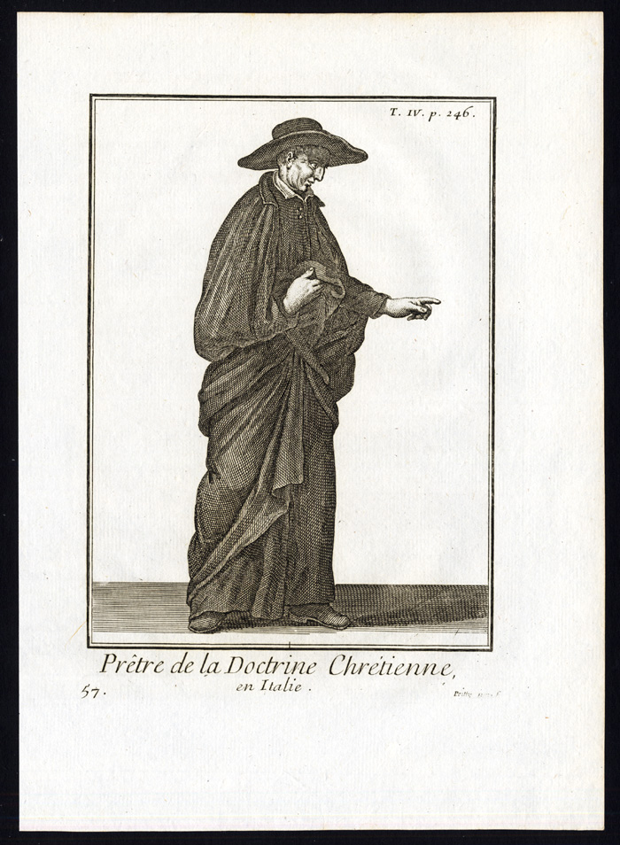 , 2 Antique Religious Prints-CHRISTIAN DOCTRINE-PRIEST-FRANCE-ITALY-Helyot-1792, Pictura Antique Prints