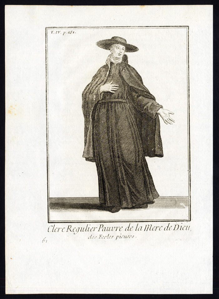 Antique Religious Print-CLERICS REGULAR-PIARISTS-PIOUS SCHOOLS-Helyot-1792