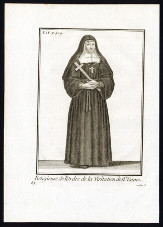 2 Antique Religious Prints-ORDER OF THE VISITATION OF HOLY MARY-NUN-Helyot-1792