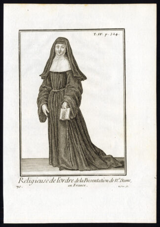 3 Antique Religious Prints-ORDER OF THE PRESENTATION OF HOLY MARY-Helyot-1792