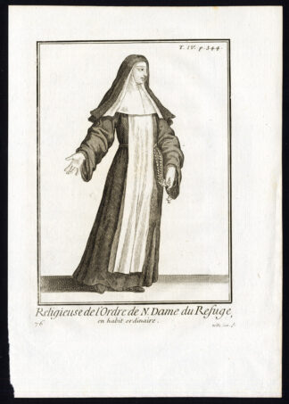 4 Antique Religious Prints-SISTERS OF OUR LADY OF CHARITY OF REFUGE-Helyot-1792
