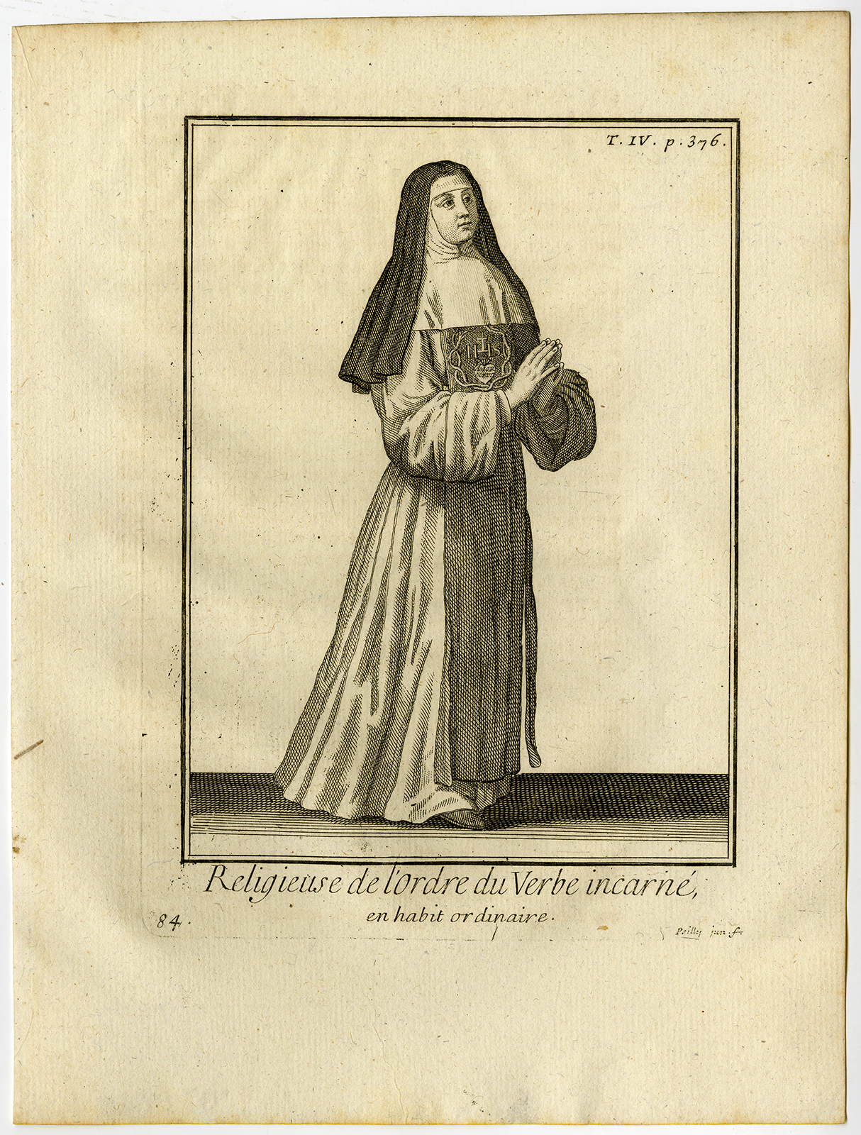 , 2 Antique Religious Prints-ORDER-INCARNATE WORD-BLESSED SACRAMENT-Helyot-1792, Pictura Antique Prints