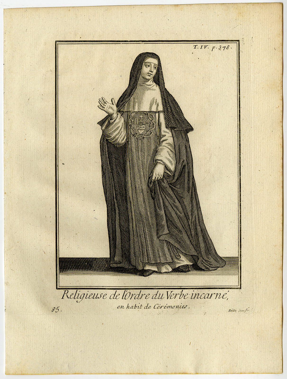, 2 Antique Religious Prints-ORDER-INCARNATE WORD-BLESSED SACRAMENT-Helyot-1792, Pictura Antique Prints