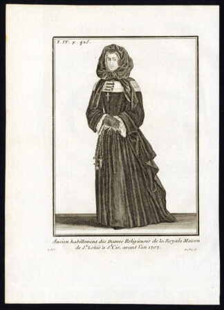 8 Antique Religious Prints-MAISON ROYALE DE SAINT LOUIS-NUN-FRANCE-Helyot-1792