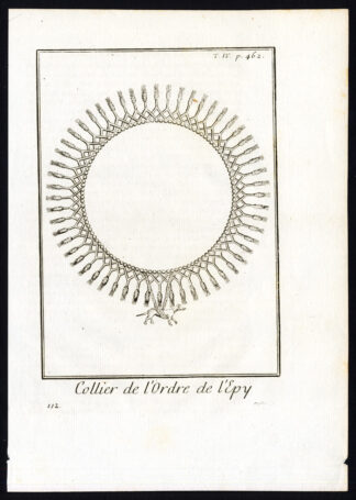 Antique Religious Print-NECKLACE-COLLIER-ORDER OF EPI-Helyot-1792