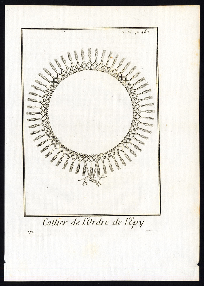 , Antique Religious Print-NECKLACE-COLLIER-ORDER OF EPI-Helyot-1792, Pictura Antique Prints