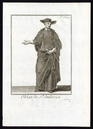 Antique Religious Print-OBLATE-ORDER OF SAINT AMBROSE-CATHOLIC-Helyot-1792