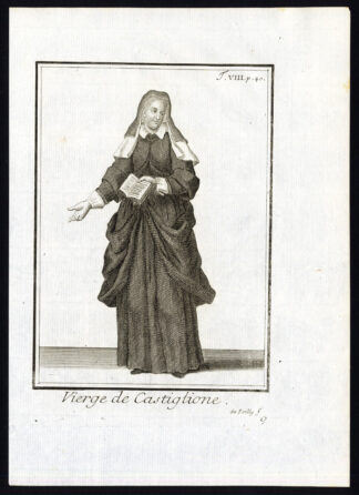 Antique Religious Print-VIRGIN OF CASTIGLIONE-NUN-ITALY-CATHOLIC-Helyot-1792