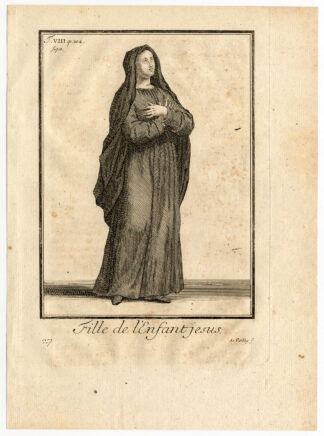 Antique Religious Print-SISTER OF THE CHILD JESUS-NUN-CATHOLIC-Helyot-1792