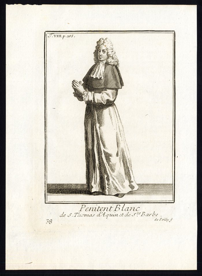 Bb15438 416x569 Antique Religious Print-PENITENT-ST THOMAS OF AQUIN-SAINT BARBARA-Helyot-1792