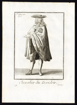 Antique Religious Print-KNIGHT-ORDER OF THE DEVIDOIR-CHEVALIER-Helyot-1792