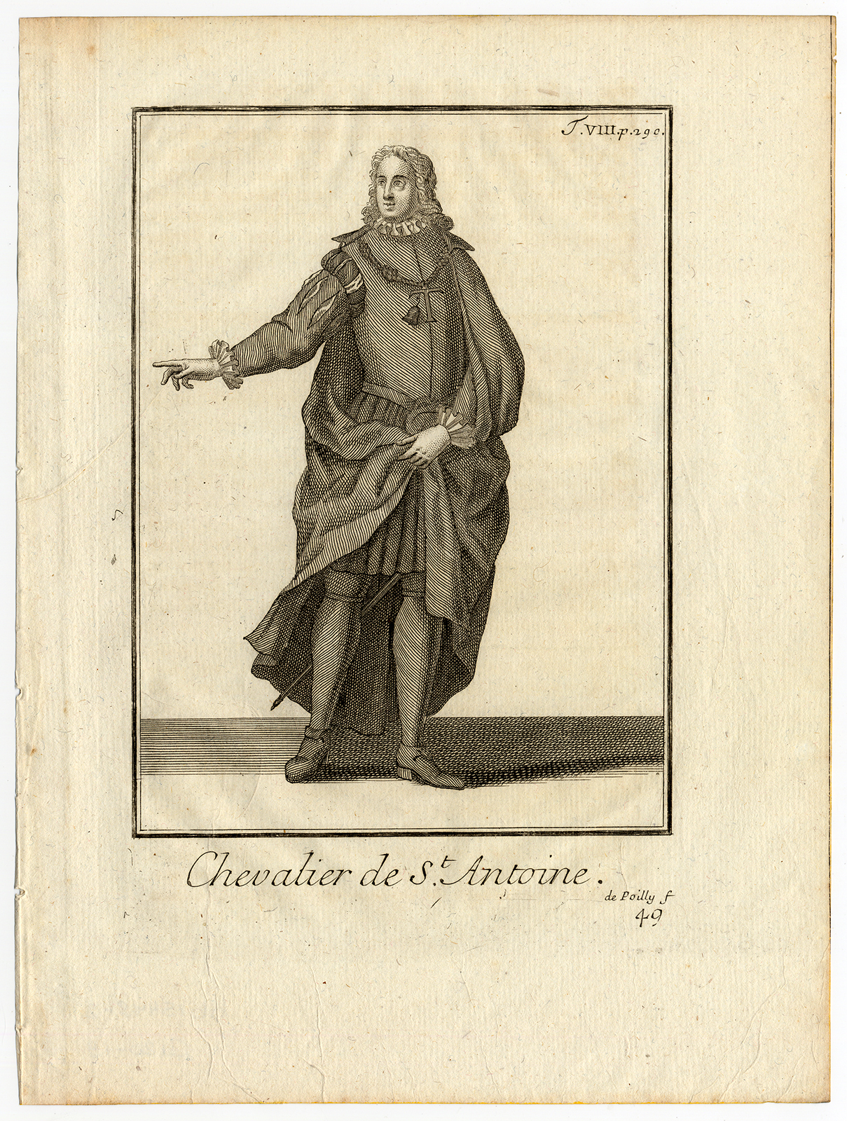 , Antique Religious Print-KNIGHT-ORDER OF SAINT ANTHONY-ANTOINE-Helyot-1792, Pictura Antique Prints