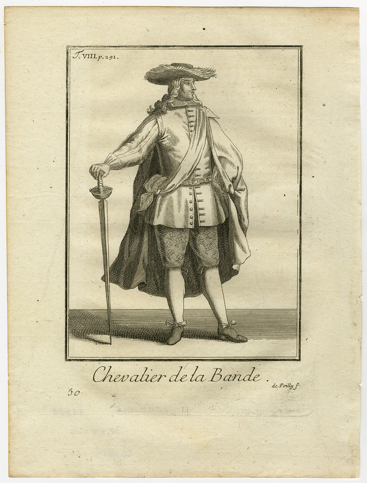 , Antique Religious Print-KNIGHT-ORDER-ORDRE DE LA BANDE-CHEVALIER-Helyot-1792, Pictura Antique Prints