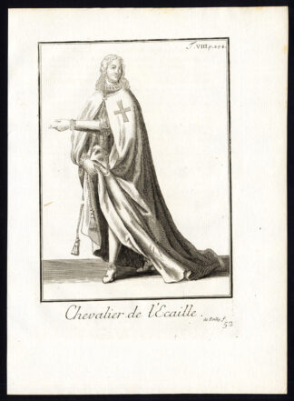 Antique Religious Print-KNIGHT-ORDER-ORDRE DE L'ECAILLE-Helyot-1792