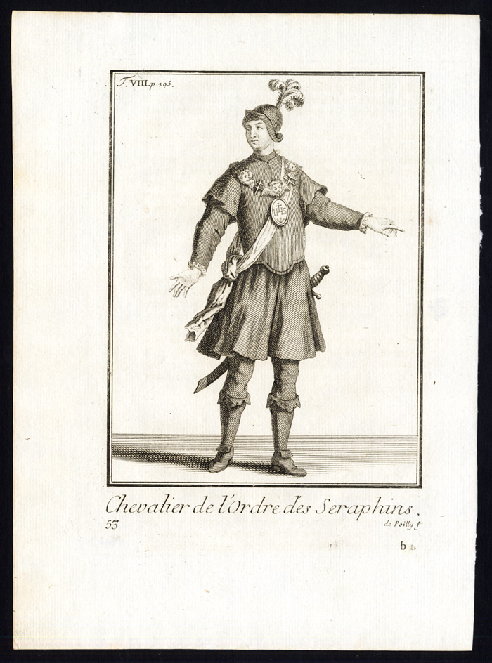 Bb15453 416x561 Antique Religious Print-KNIGHT-ROYAL ORDER OF THE SERAPHIM-SWEDEN-Helyot-1792