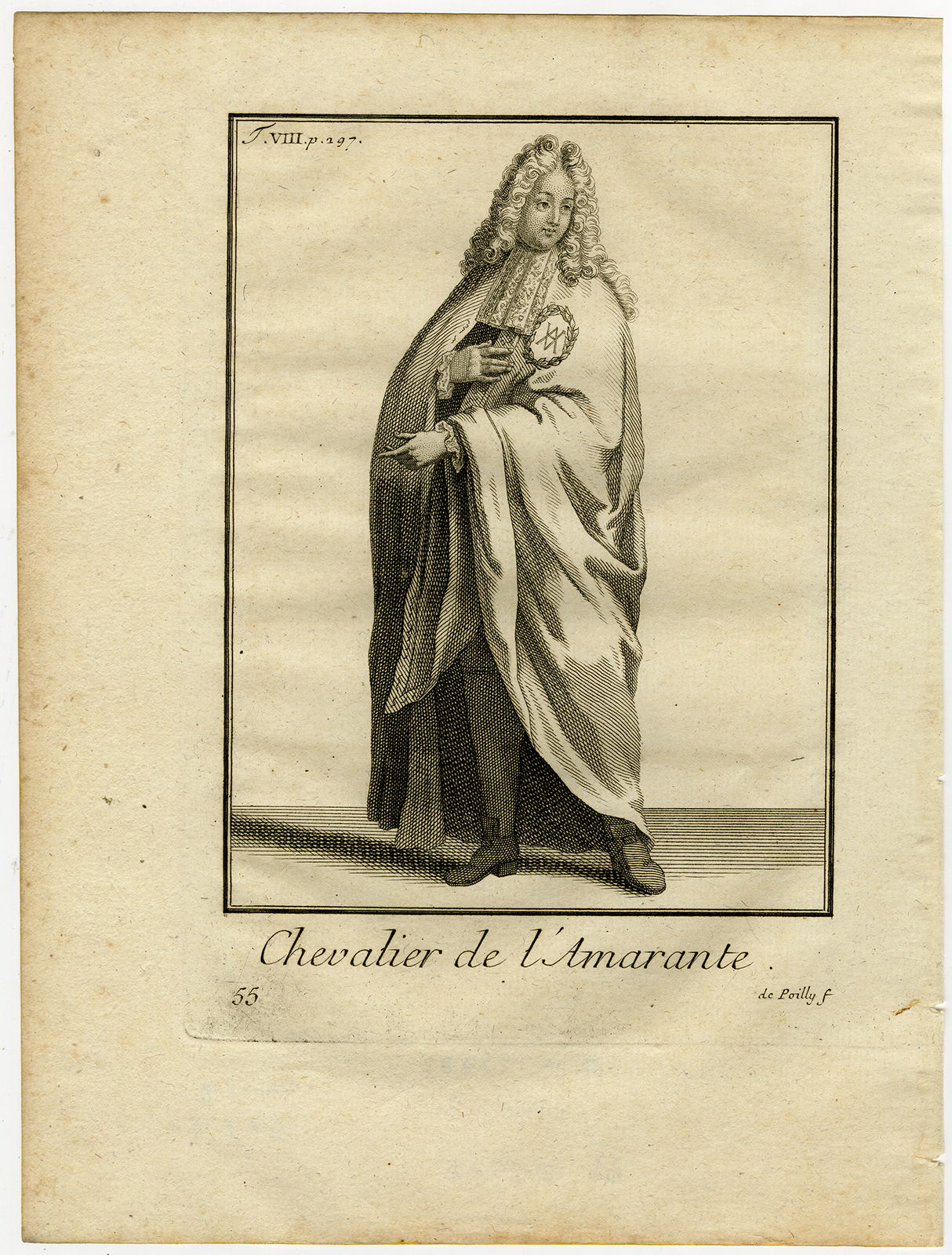 , Antique Religious Print-KNIGHT-ORDER OF THE AMARANTH-SWEDEN-MASONRY-Helyot-1792, Pictura Antique Prints