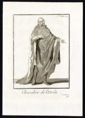 Antique Religious Print-KNIGHT-ORDER OF THE STAR-ETOILE-Helyot-1792