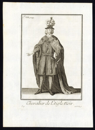 Antique Religious Print-KNIGHT-ORDER OF THE BLACK EAGLE-GERMANY-Helyot-1792