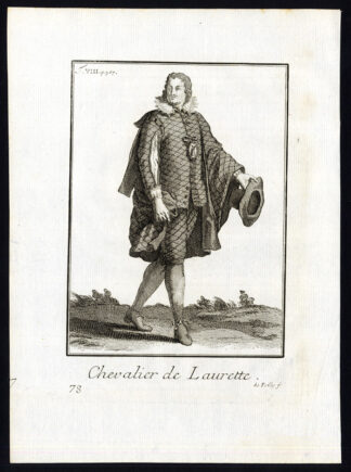 Antique Religious Print-KNIGHT-ORDER OF LAURETTE-CHEVALIER-Helyot-1792