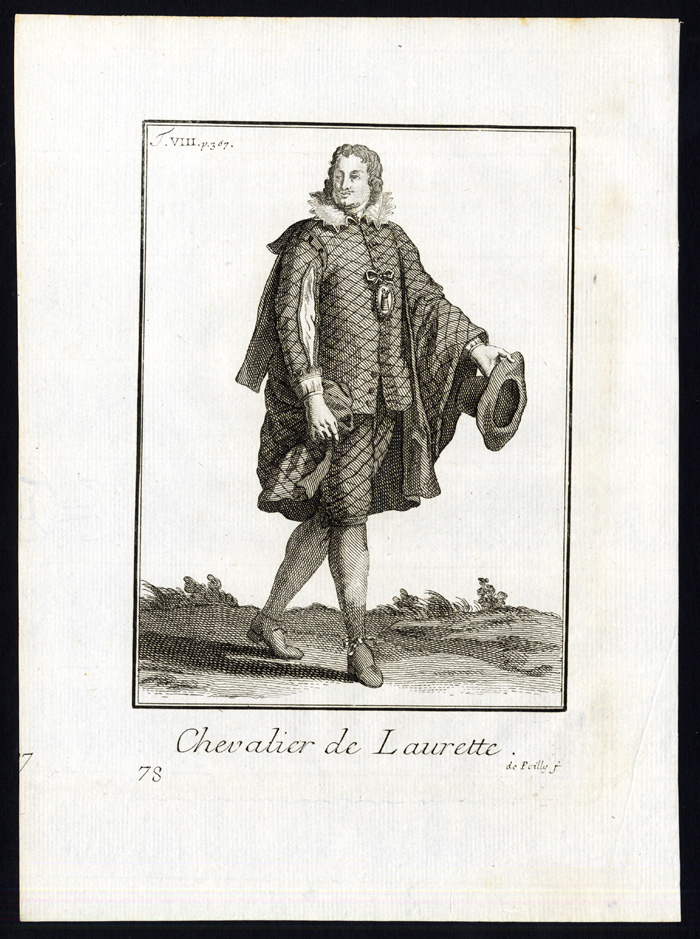 , Antique Religious Print-KNIGHT-ORDER OF LAURETTE-CHEVALIER-Helyot-1792, Pictura Antique Prints