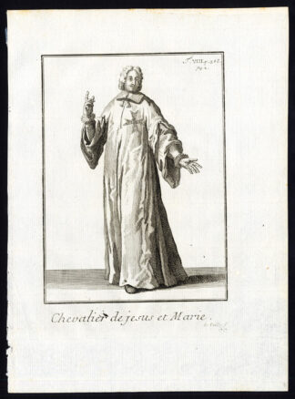 Antique Religious Print-KNIGHT-ORDER OF JESUS AND MARY-CHEVALIER-Helyot-1792